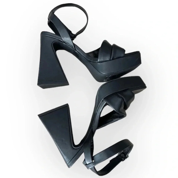 Abound Tracy Black Platform Heeled Sandal Size 8 - Picture 1 of 12